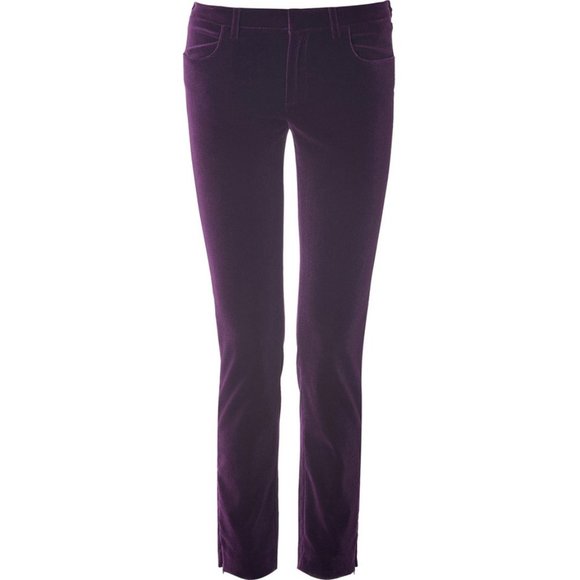 Victoria Beckham Purple Velvet Ankle Pants - Picture 1 of 8